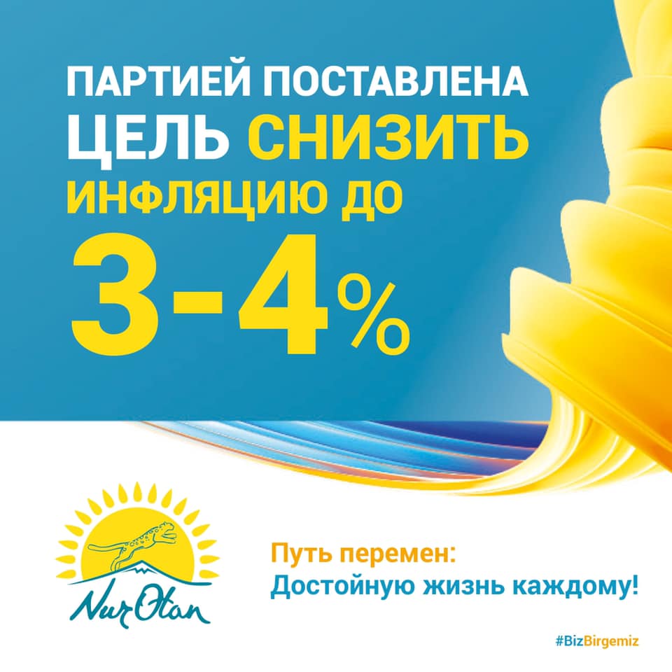 Партия «Nur Otan» поставила цель снизить инфляцию в Казахстане до 3-4%