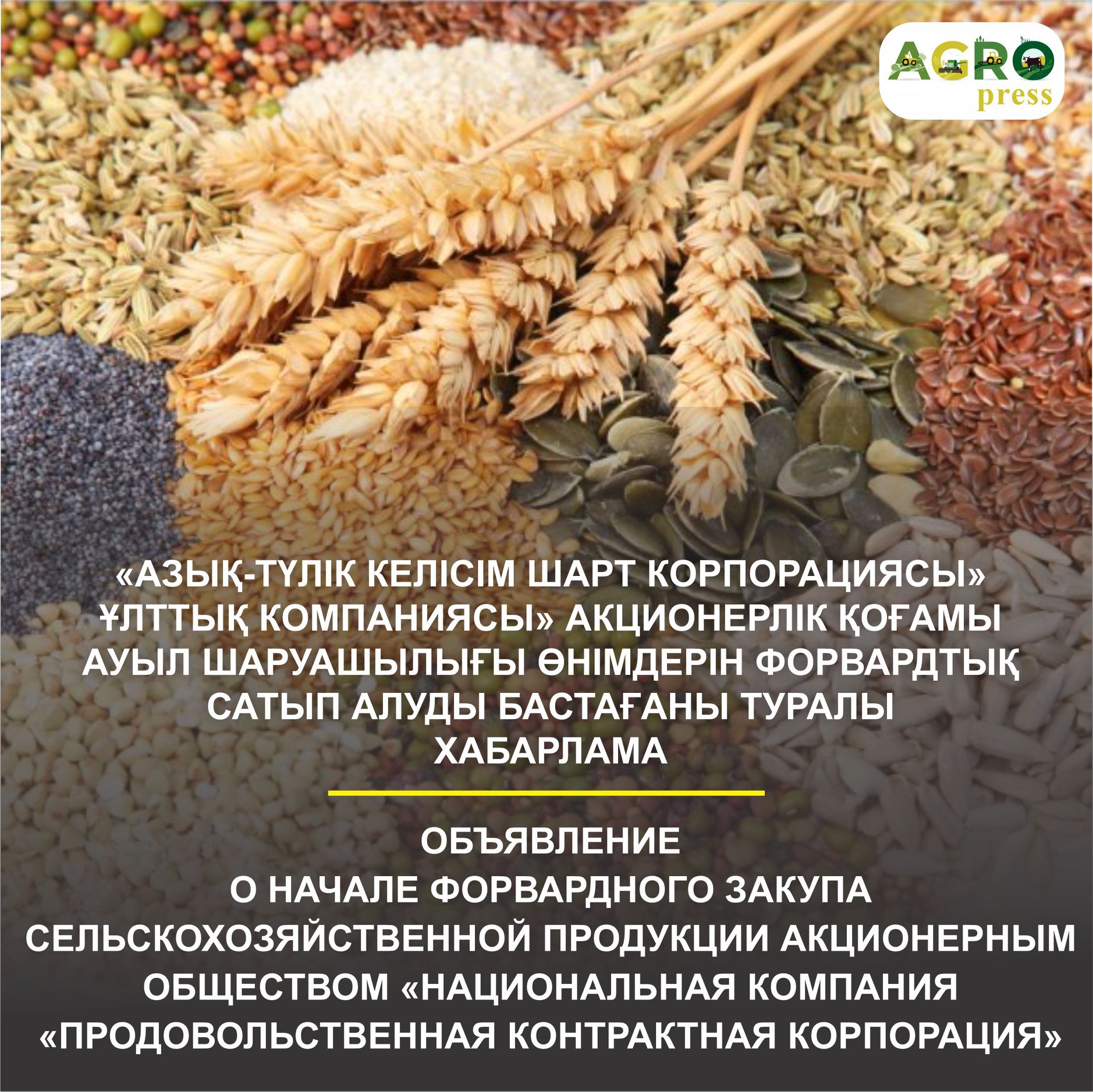 В Казахстане стартовал форвардный закуп сельскохозяйственной продукции